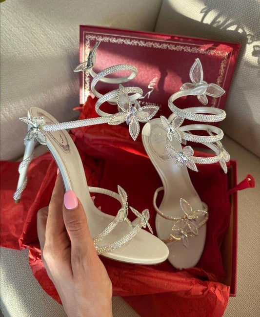 RENE C BUTTERFLY HEELS WHITE