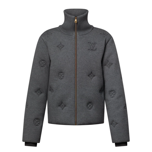 DARK GREY MONOGRAM KNITTED COAT