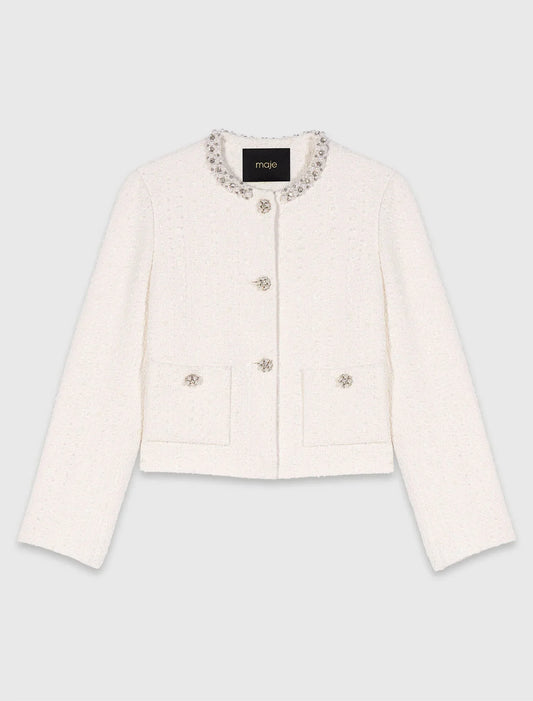 MAJE TWEED PEARL JACKET
