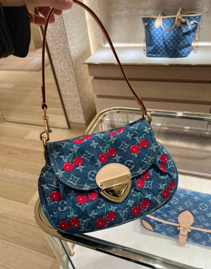 "SUNSET MOLOGRAN" LV BAG BLUE X CHERRY